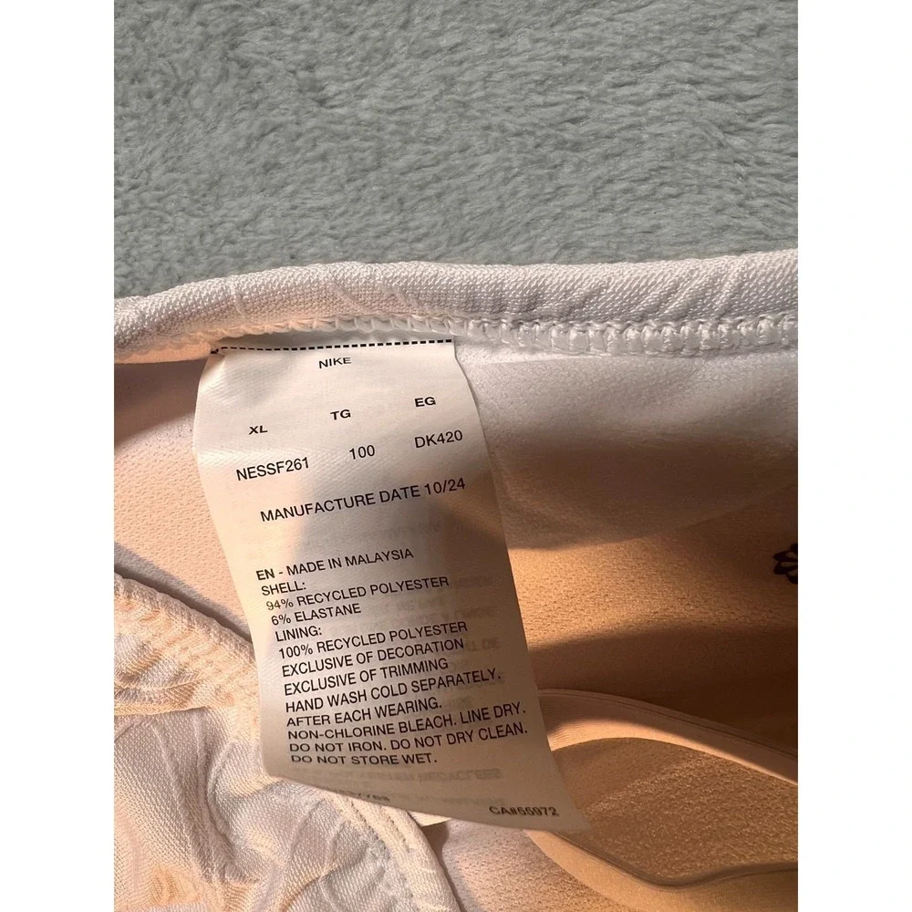 Nike Women'S V-Neck Jacquard One-Piece Swimsuit White Size‎ XL MSRP $90